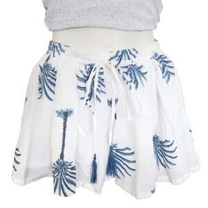 ALIX OF BOHEMIA Christy Indigo Palm tropical print flowy cotton shorts skort S